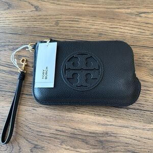 Tory Burch Miller Black Leather Wristlet
